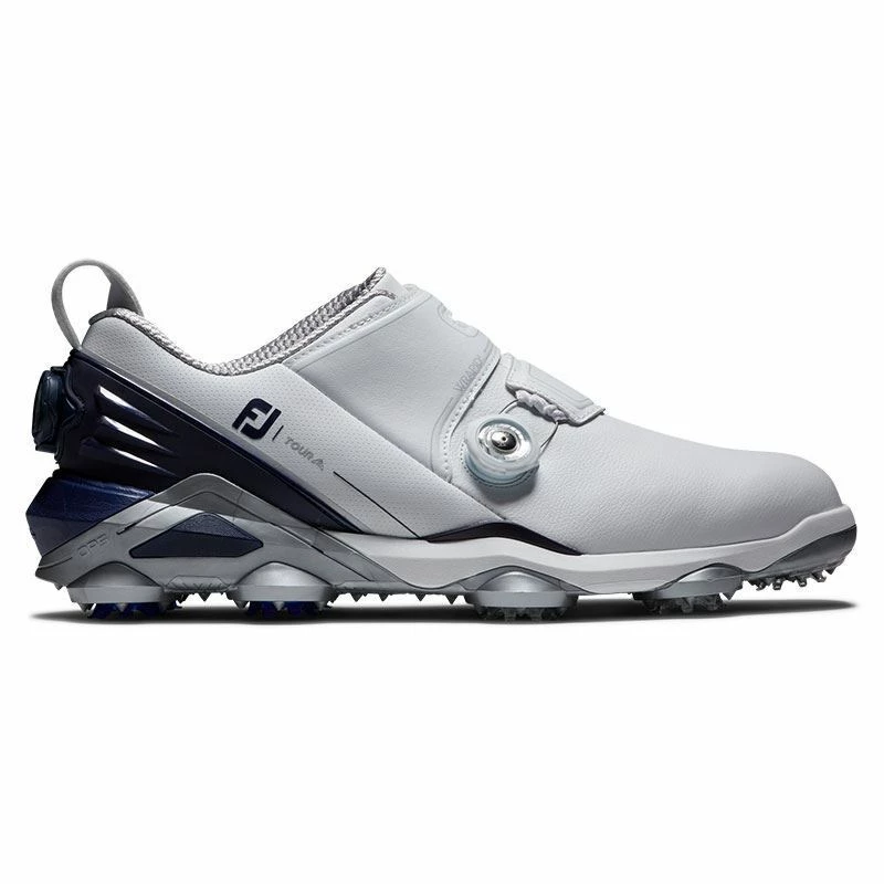 Footjoy Tour Alpha Double BOA Golf Shoes - White/Navy 55508 - Image 2