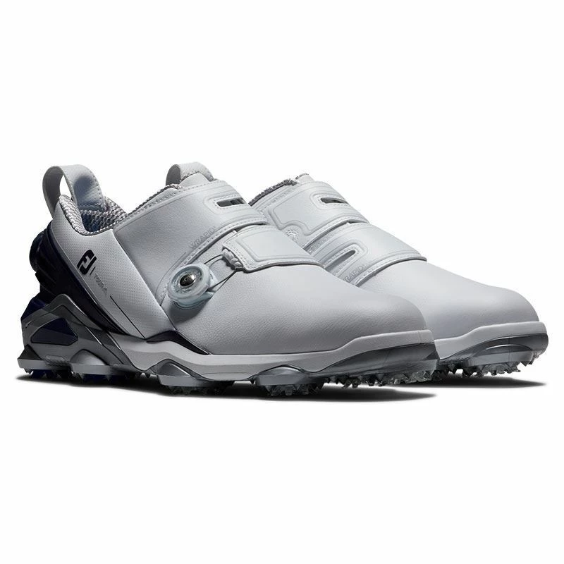 Footjoy Tour Alpha Double BOA Golf Shoes - White/Navy 55508 - Image 5
