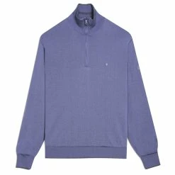 Oscar Jacobson Iwan Pin Half-Zip - Light Blue - Medium