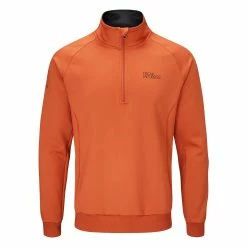 Oscar Jacobson Trent Tour Mid Layer Golf Sweater - Orange Rust