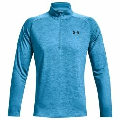 Under Armour Tech 2.0 Half Zip Long Sleeve Golf Top - Radar Blue/Black